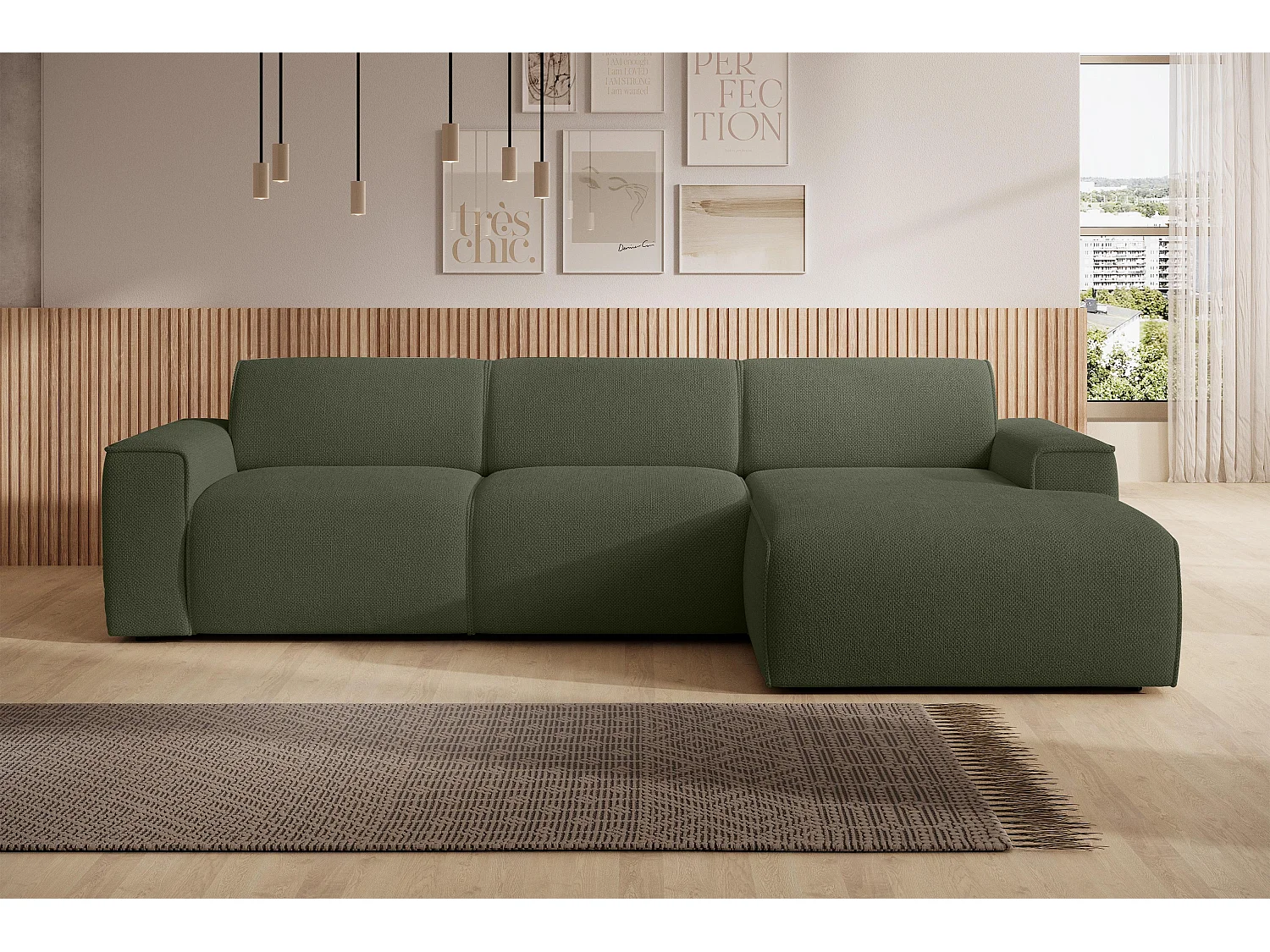 AX LIVING Couch Sofa L Form Didim mini Grün 310 cm breit, stilvoll R