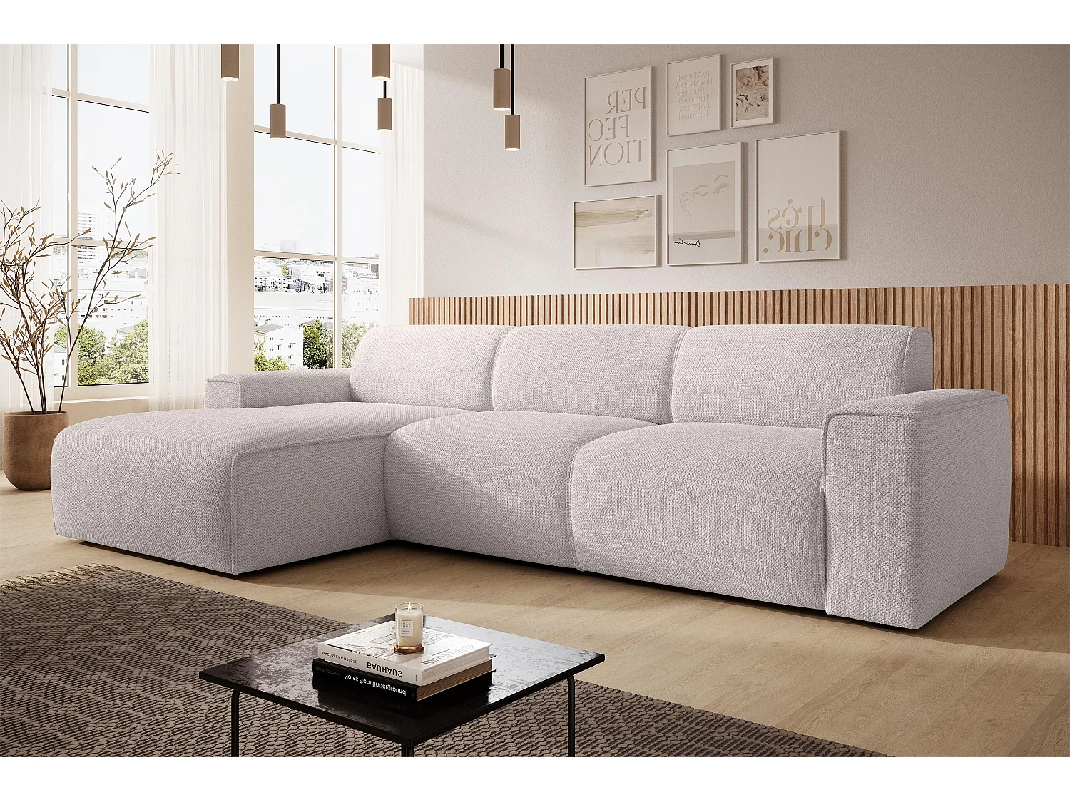 AX LIVING Couch Sofa L Form Didim mini Creme 310 cm breit, stilvoll L