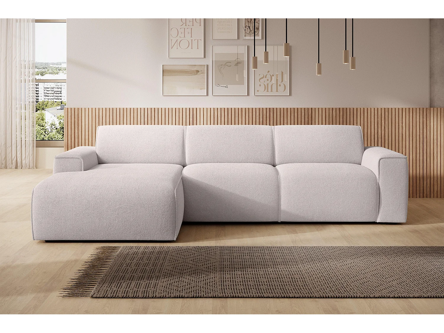 AX LIVING Couch Sofa L Form Didim mini Creme 310 cm breit, stilvoll L