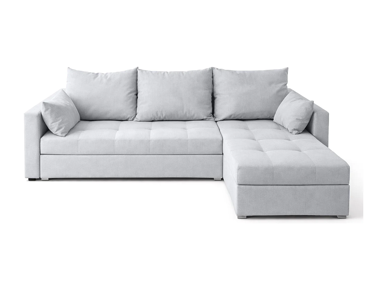 AX LIVING Canapé d’angle ELIF gris clair convertible avec coffre L moderne droite