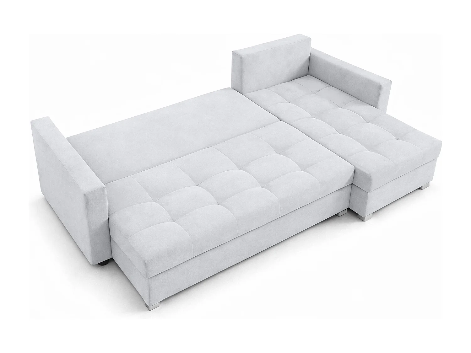 AX LIVING Canapé d’angle ELIF gris clair convertible avec coffre L moderne droite