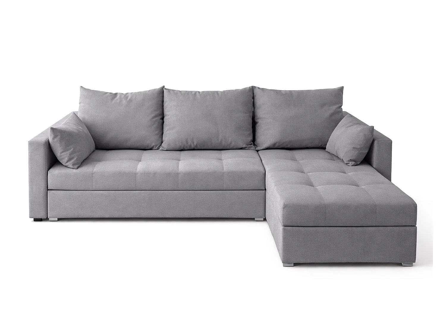 AX LIVING Canapé d’angle ELIF gris clair convertible avec coffre L moderne droite