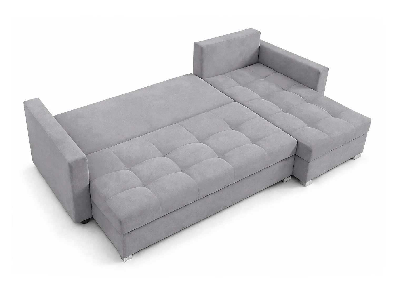 AX LIVING Canapé d’angle ELIF gris clair convertible avec coffre L moderne droite