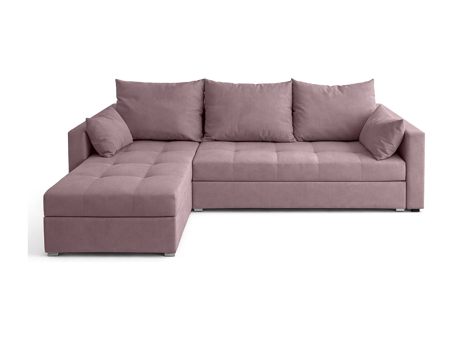 AX LIVING Canapé d’angle ELIF rose convertible avec coffre L moderne gauche