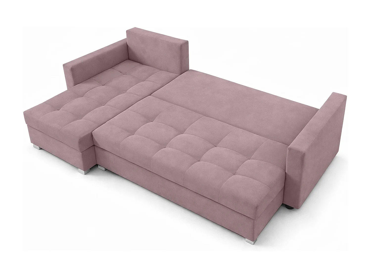 AX LIVING Canapé d’angle ELIF rose convertible avec coffre L moderne gauche