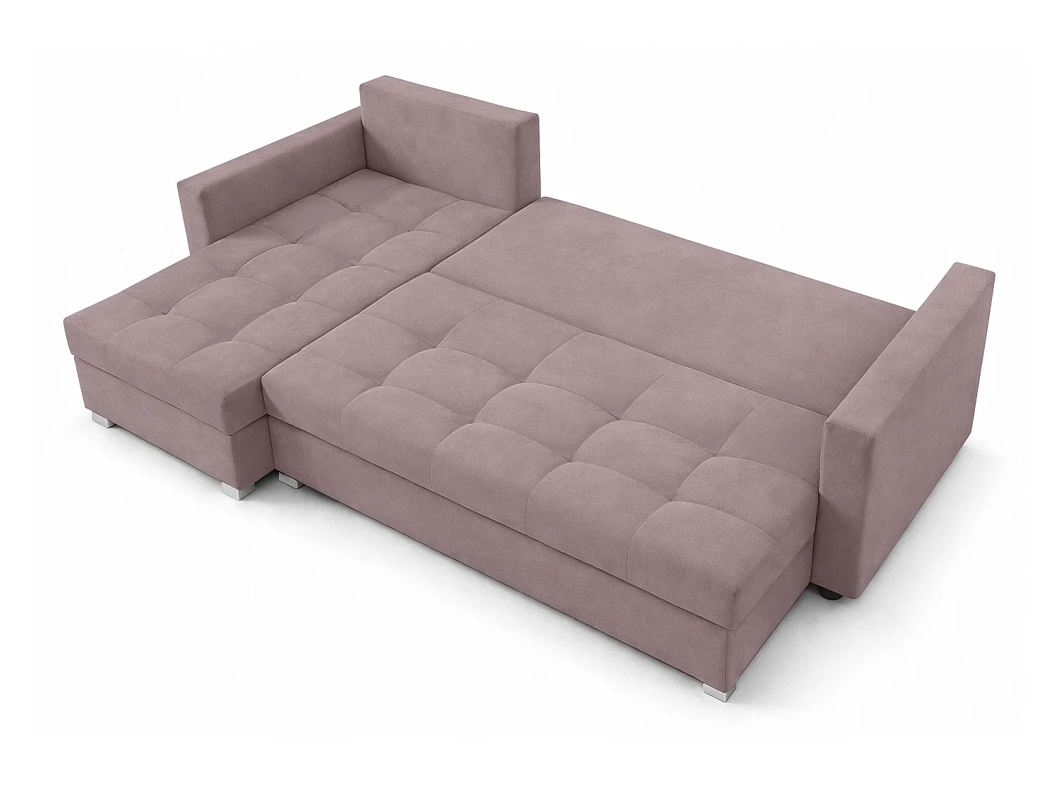 AX LIVING Canapé d’angle ELIF rose convertible avec coffre L moderne gauche