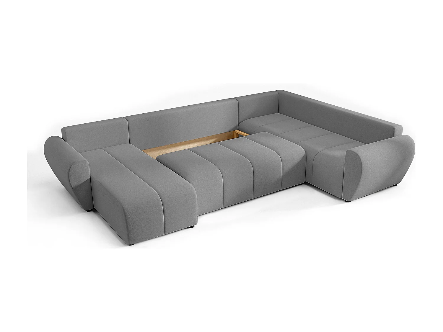 AX LIVING Canapé XXL en U Malatya gris clair 303 cm convertible droite