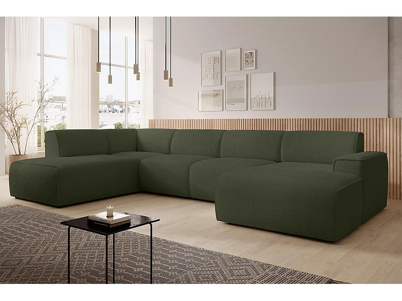 AX LIVING XXL Sofa U Form Didim Grün 378cm breit modern & großzügig L