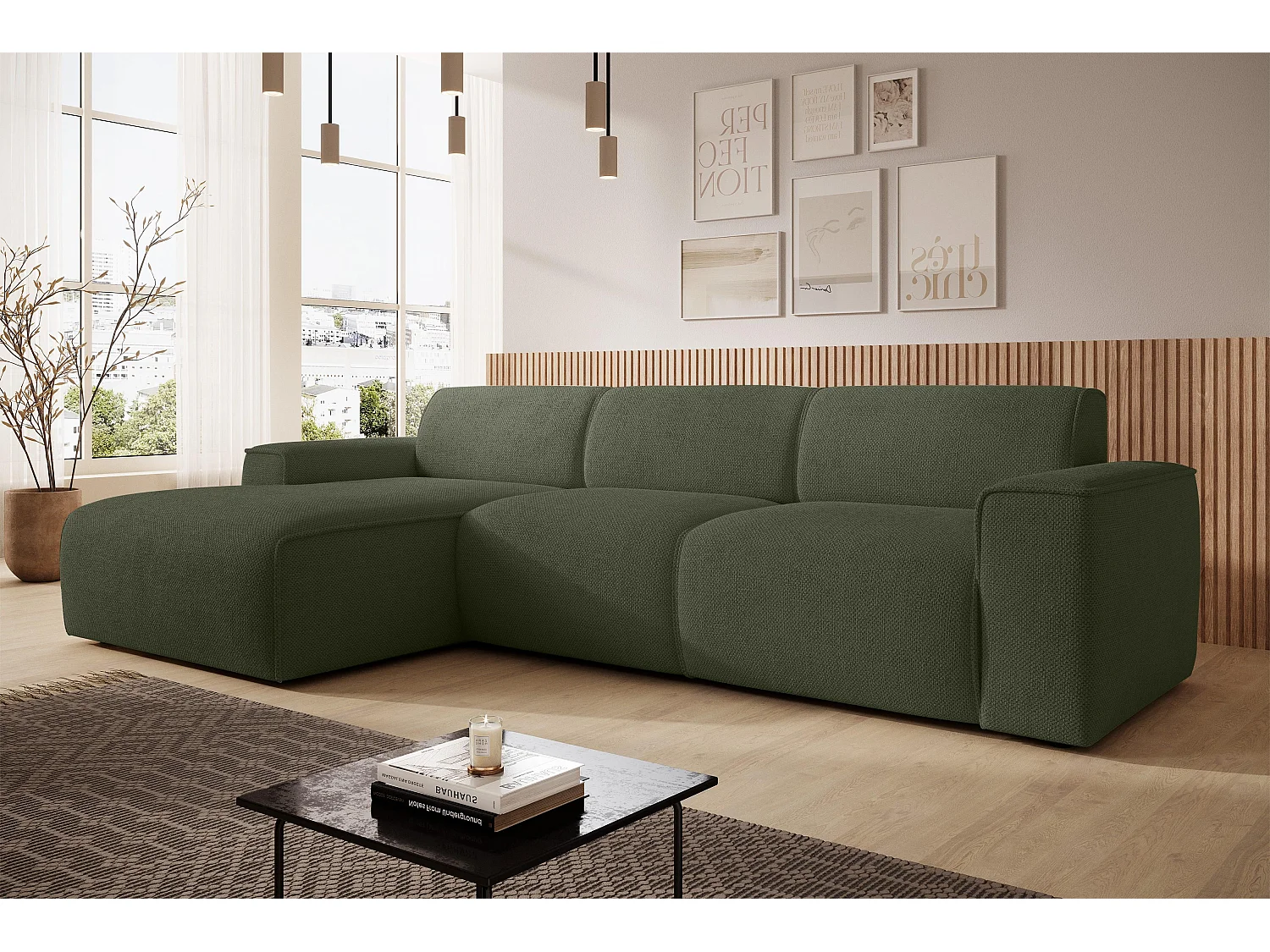 AX LIVING Couch Sofa L Form Didim mini Grün 310 cm breit, stilvoll L