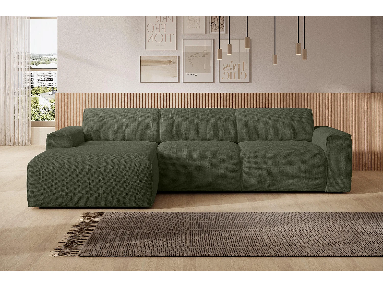 AX LIVING Couch Sofa L Form Didim mini Grün 310 cm breit, stilvoll L