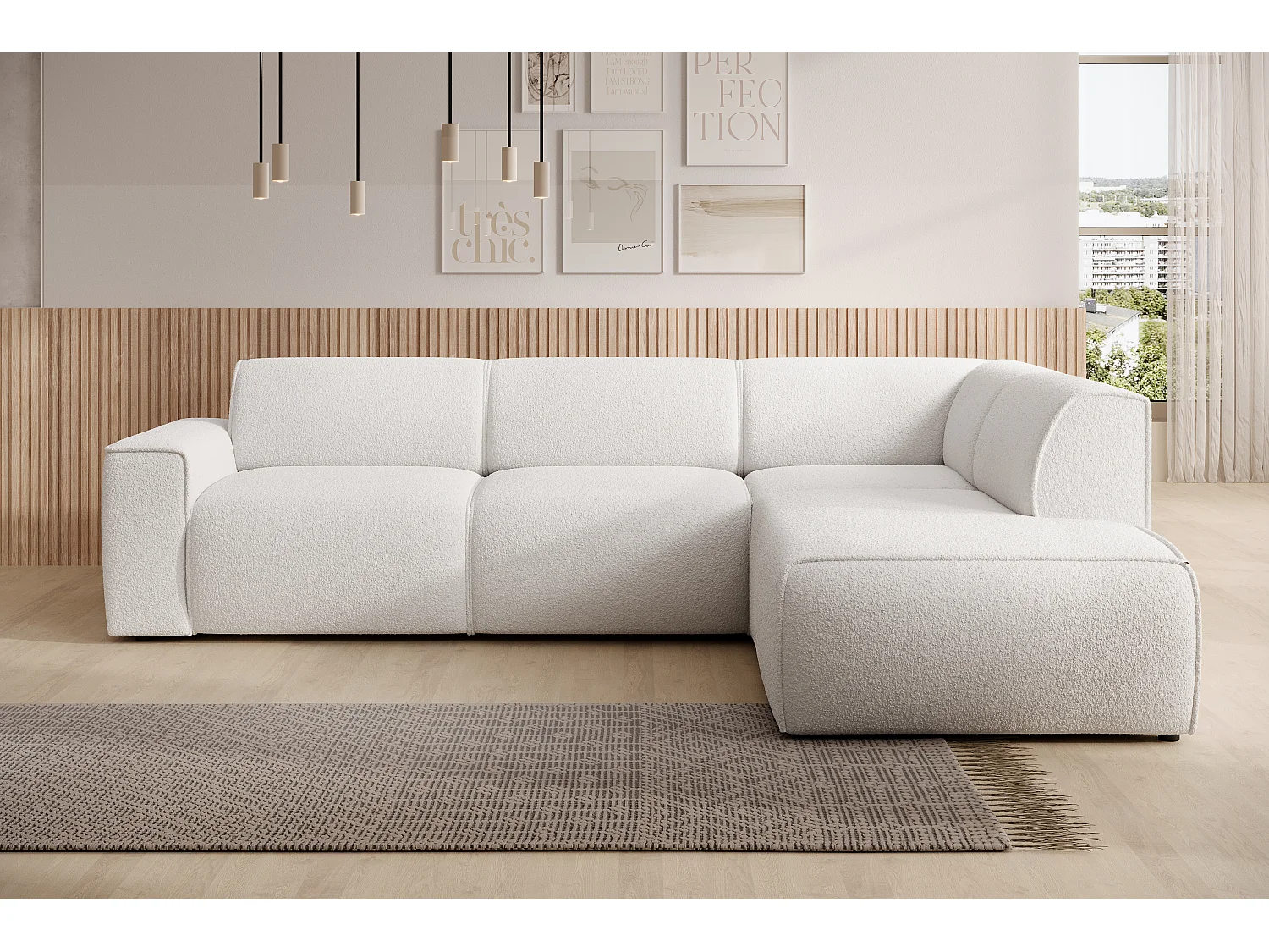 AX LIVING Couch Sofa L Form Didim L Weiß – 292 cm, stilvoll & bequem R