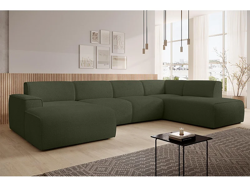 AX LIVING XXL Sofa U Form Didim Grün 378cm breit modern & großzügig R