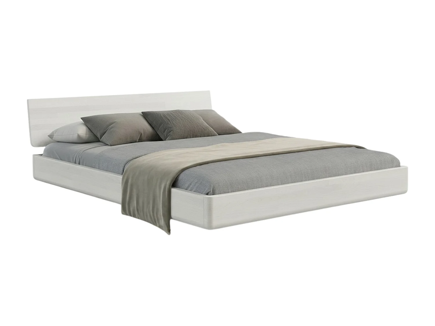 Lit flottant en hêtre massif LENA / 140x200 cm, couleur blanche