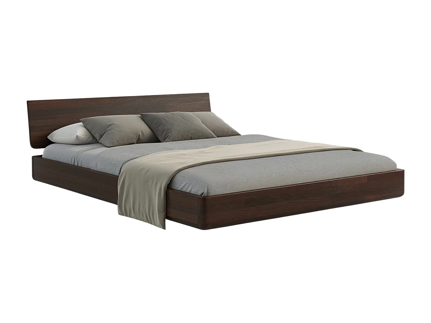 Łóżko lewitujące drewniane bukowe Visby LENA bez szafek / 180x200 cm, kolor palisander