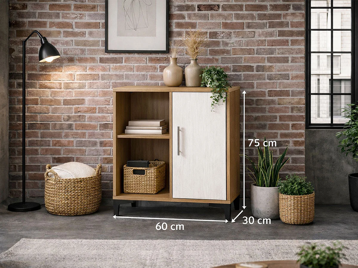 Móvel TV e Estante, Boss (Carvalho Claro, Branco)