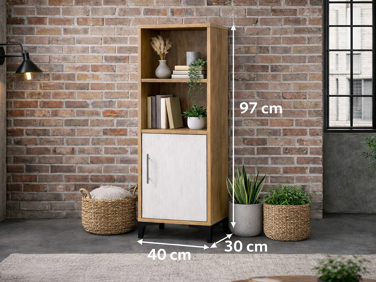 Móvel TV e Estante, Boss (Carvalho Claro, Branco)