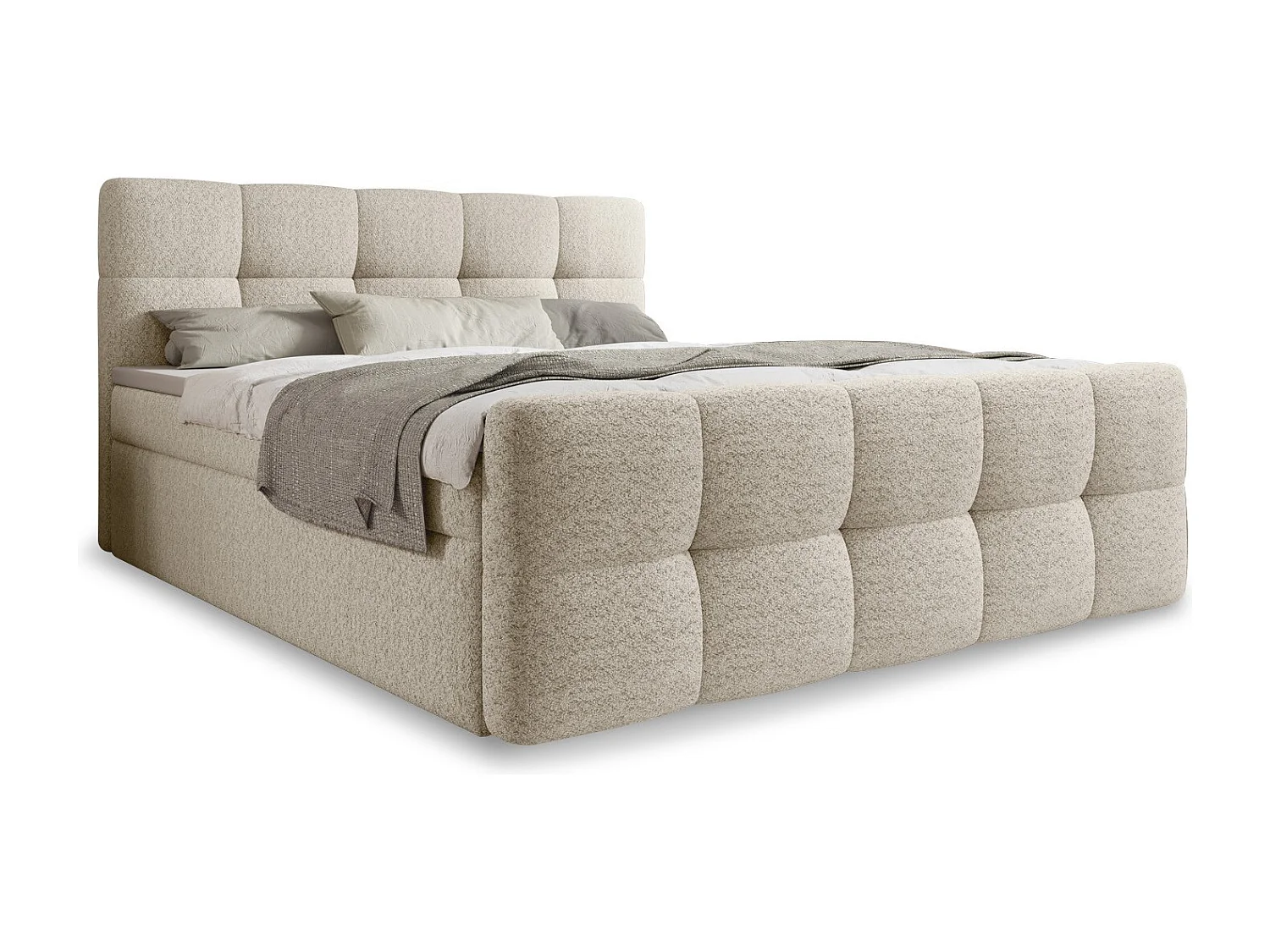 Lit coffre + matelas Volupto 180cm Bouclette Beige