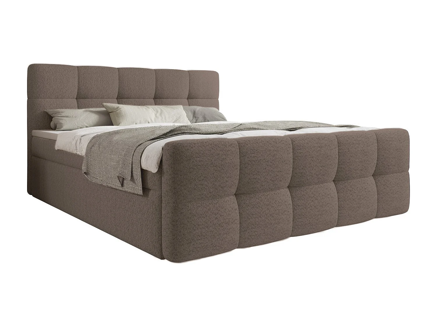 Lit coffre + matelas Volupto 180cm Bouclette Taupe