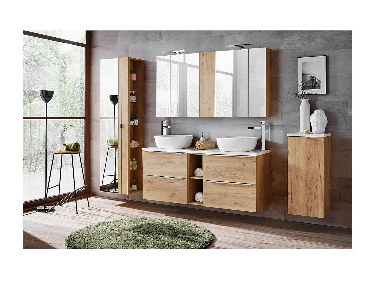 Accessoire mural NALYA 57 cm – Chêne clair – Complément suspendu pour meuble vasque