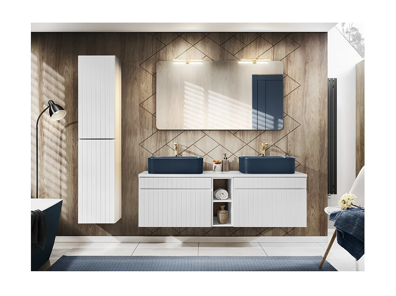 Module latéral ICON 20 cm – Finition blanc alpin – Complément pour meuble sous vasque