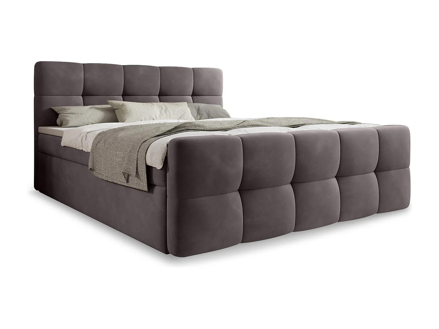 Lit coffre + matelas Volupto 160cm velours Gris