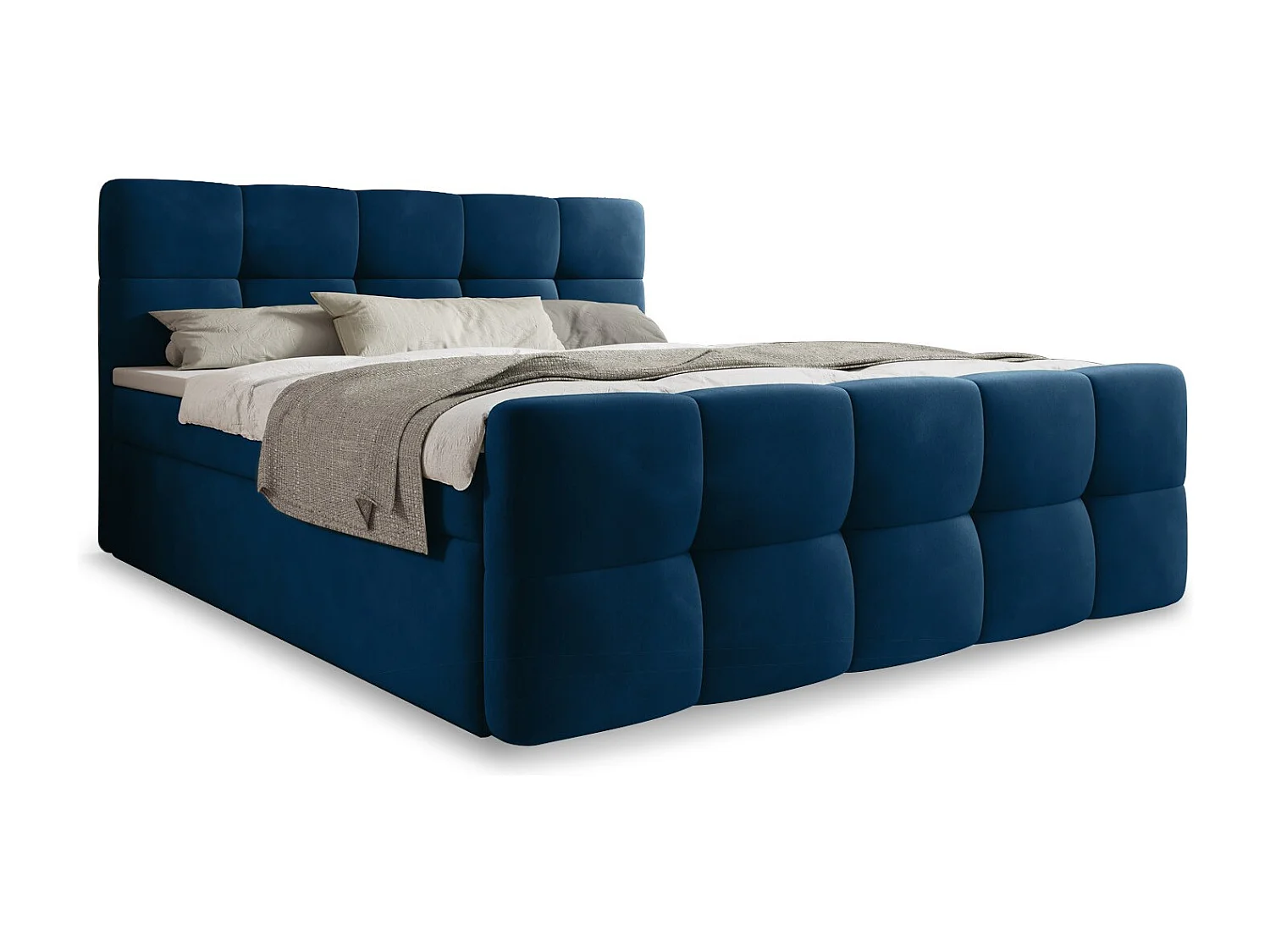 Lit coffre + matelas Volupto 160cm velours Bleu