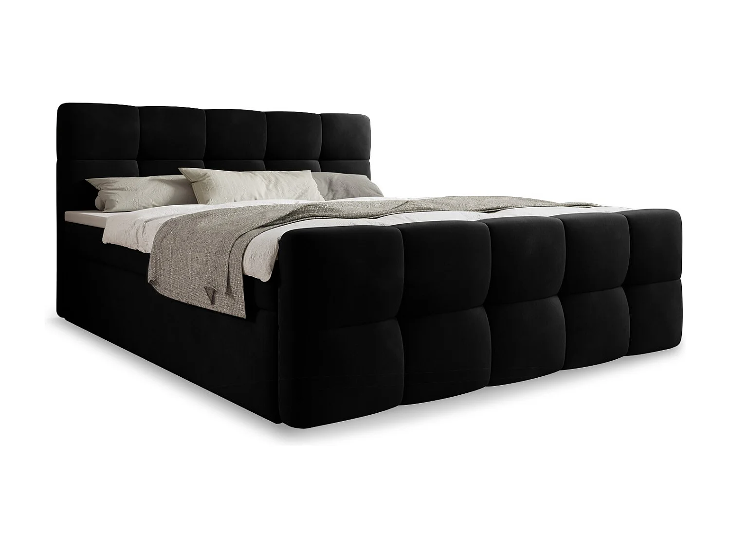 Lit coffre + matelas Volupto 140cm velours Noir