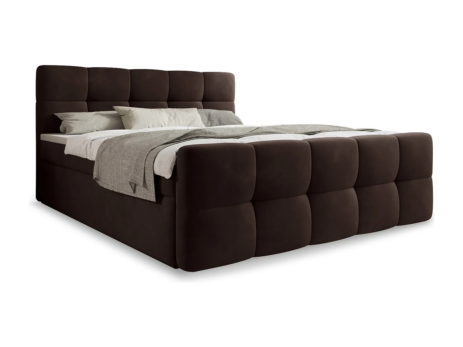 Lit coffre + matelas Volupto 140cm velours Marron
