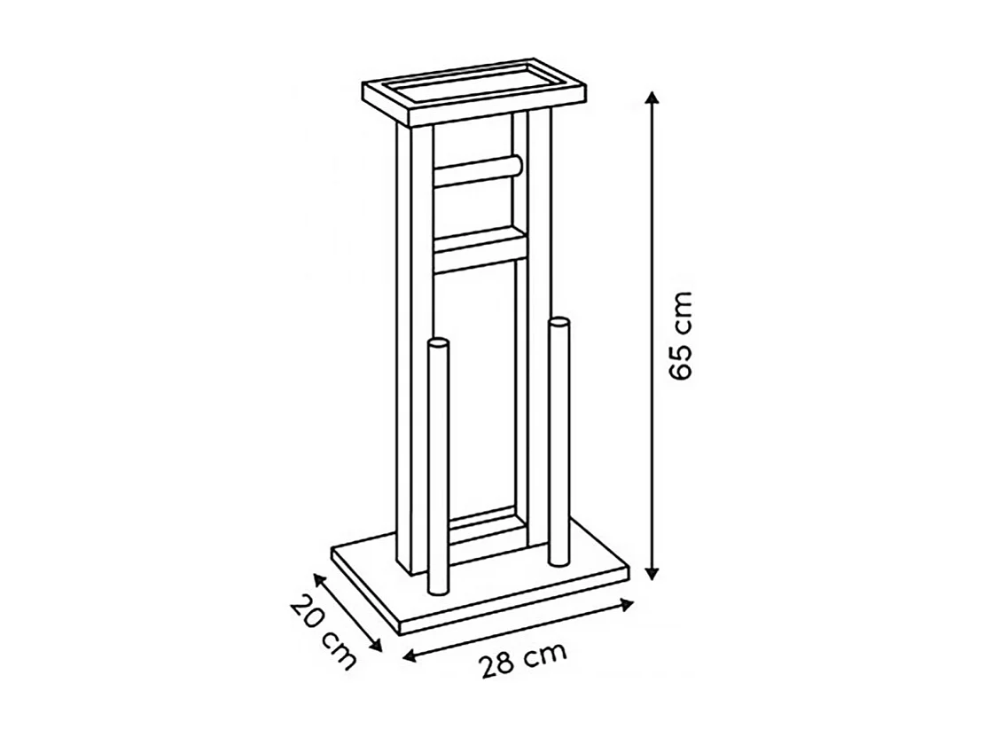 Dérouleur papier toilette en bois naturel avec réserve - Longueur 28 x Profondeur 20 x Hauteur 65 cm