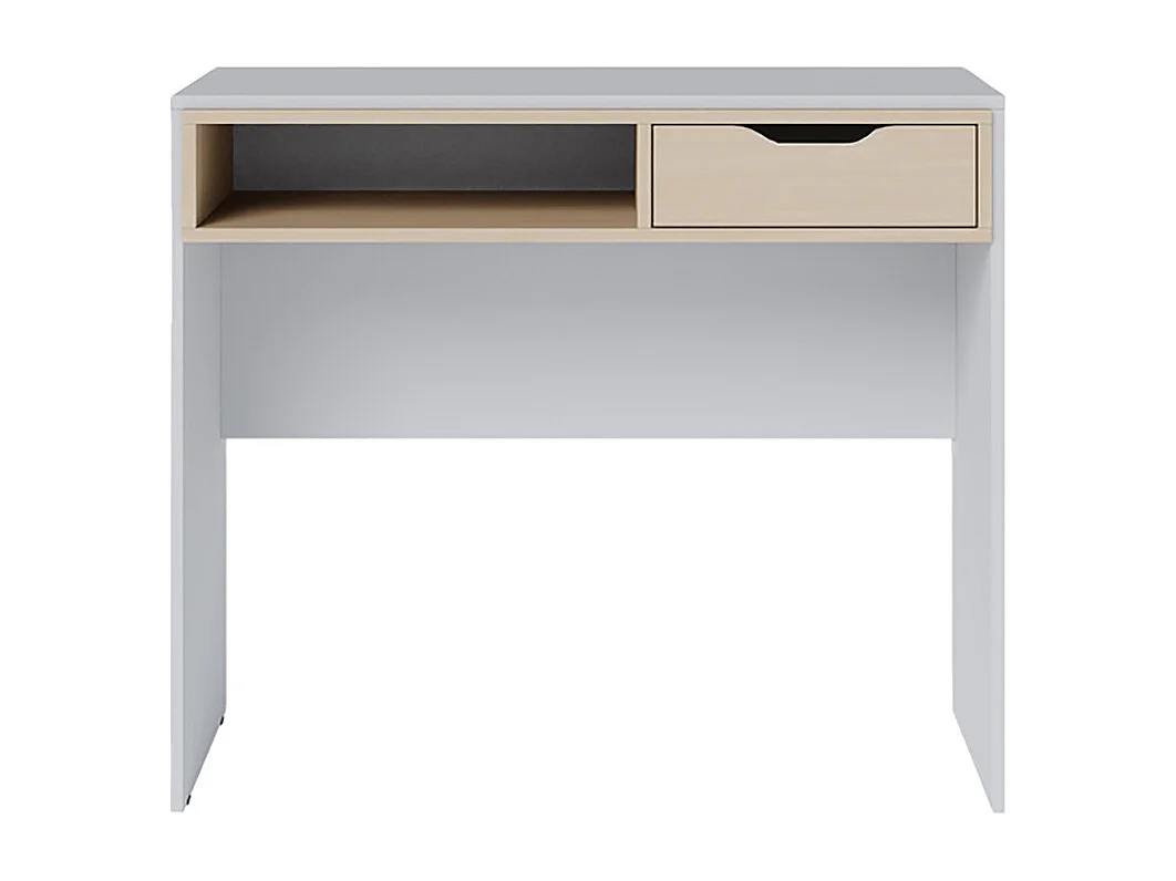 Bureau coloris blanc avec un tiroir couleur cambrien ,Table d'étude avec rangement - Longueur 90 x Hauteur ​​78 x Profondeur 44 cm