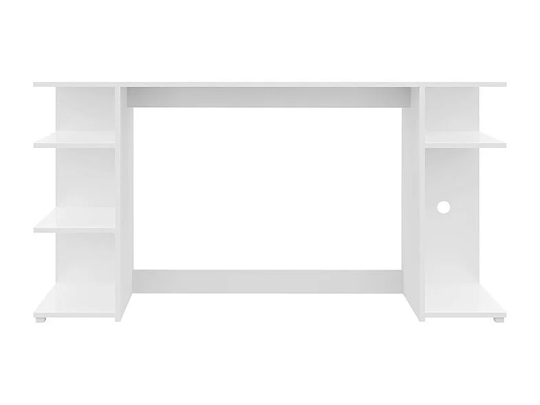 Bureau gaming Bureau d'ordinateur avec rangement sous les pieds coloris Blanc - Longueur 136 x Hauteur 75 x Profondeur 60 cm