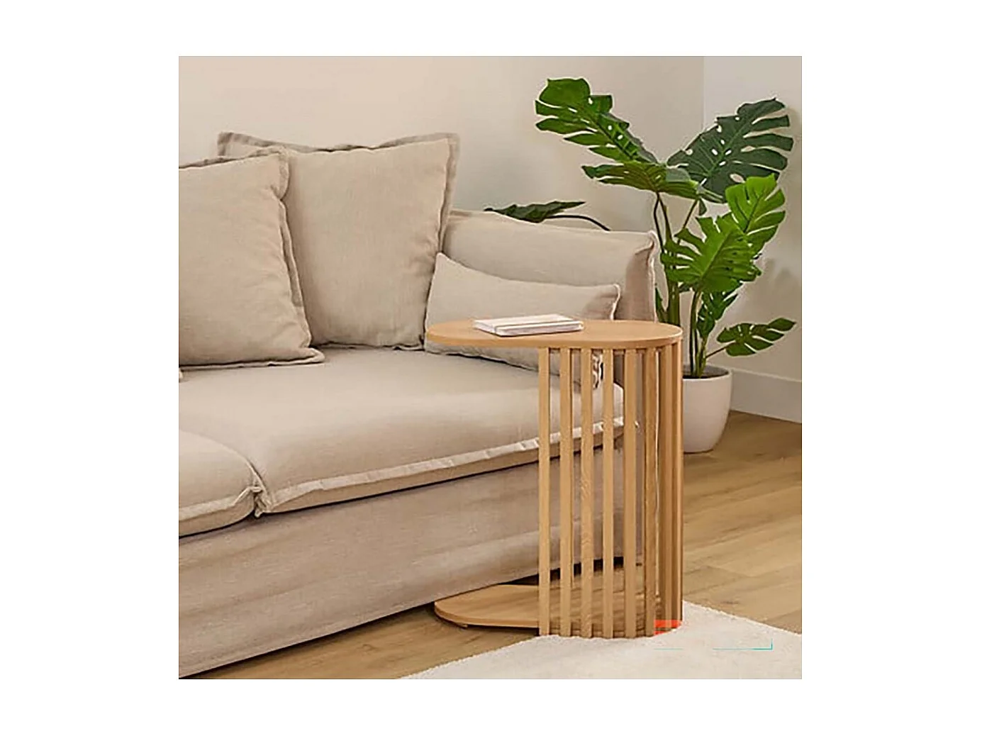 Table d'appoint bout de Canapé, coloris beige - Longueur 49,5 x Profondeur 26 x Hauteur 56 cm