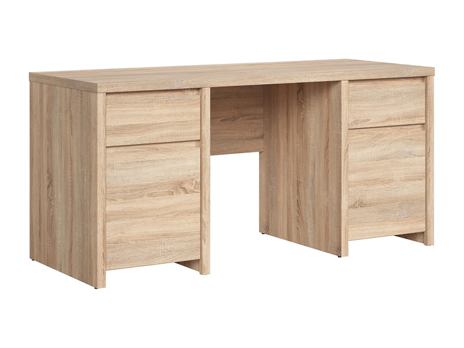 Bureau avec 2 portes et 2 tiroirs, coloris chêne Sonoma - Longueur 160 x Largeur 65 x Hauteur 77 cm
