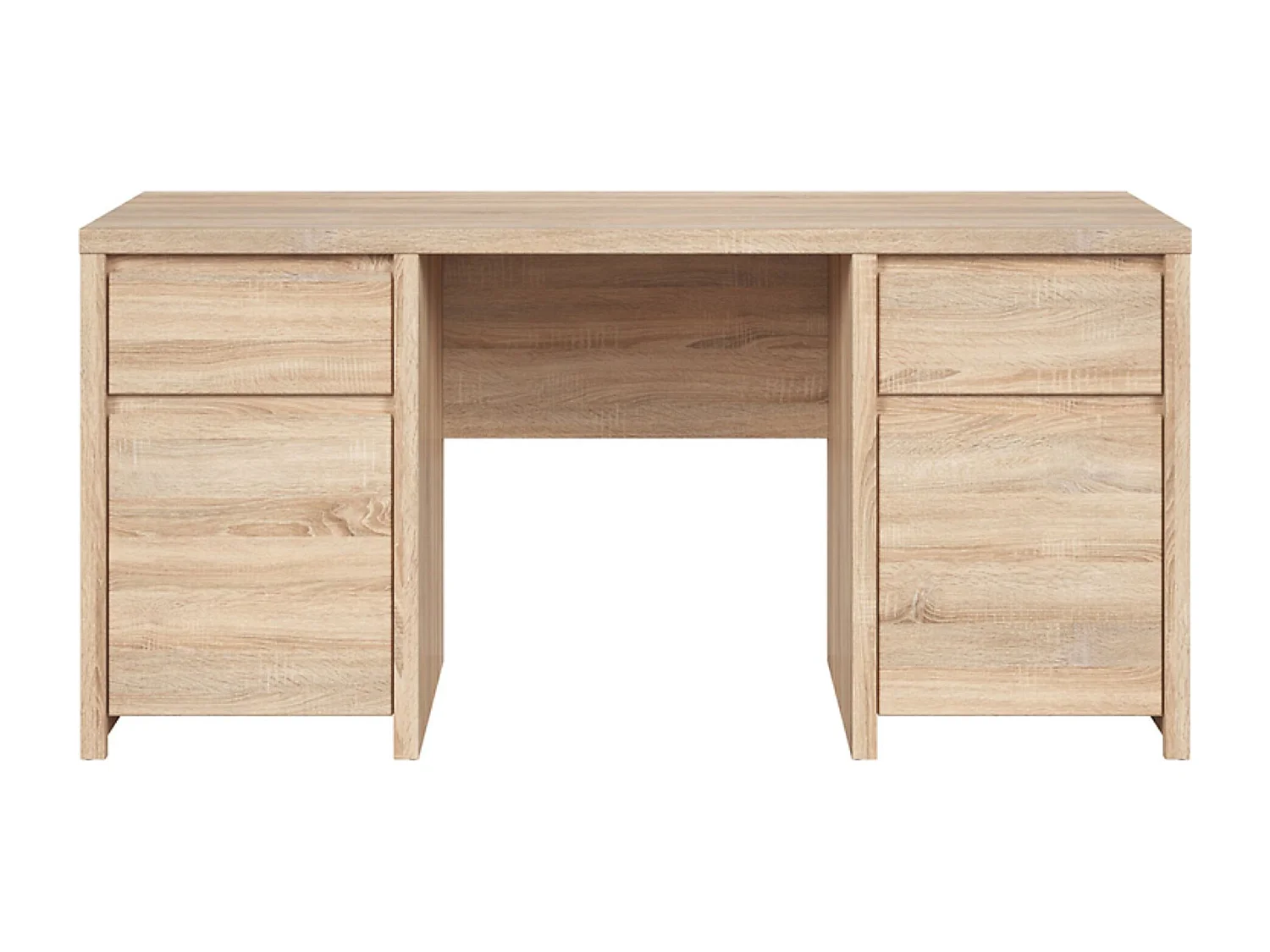Bureau avec 2 portes et 2 tiroirs, coloris chêne Sonoma - Longueur 160 x Largeur 65 x Hauteur 77 cm