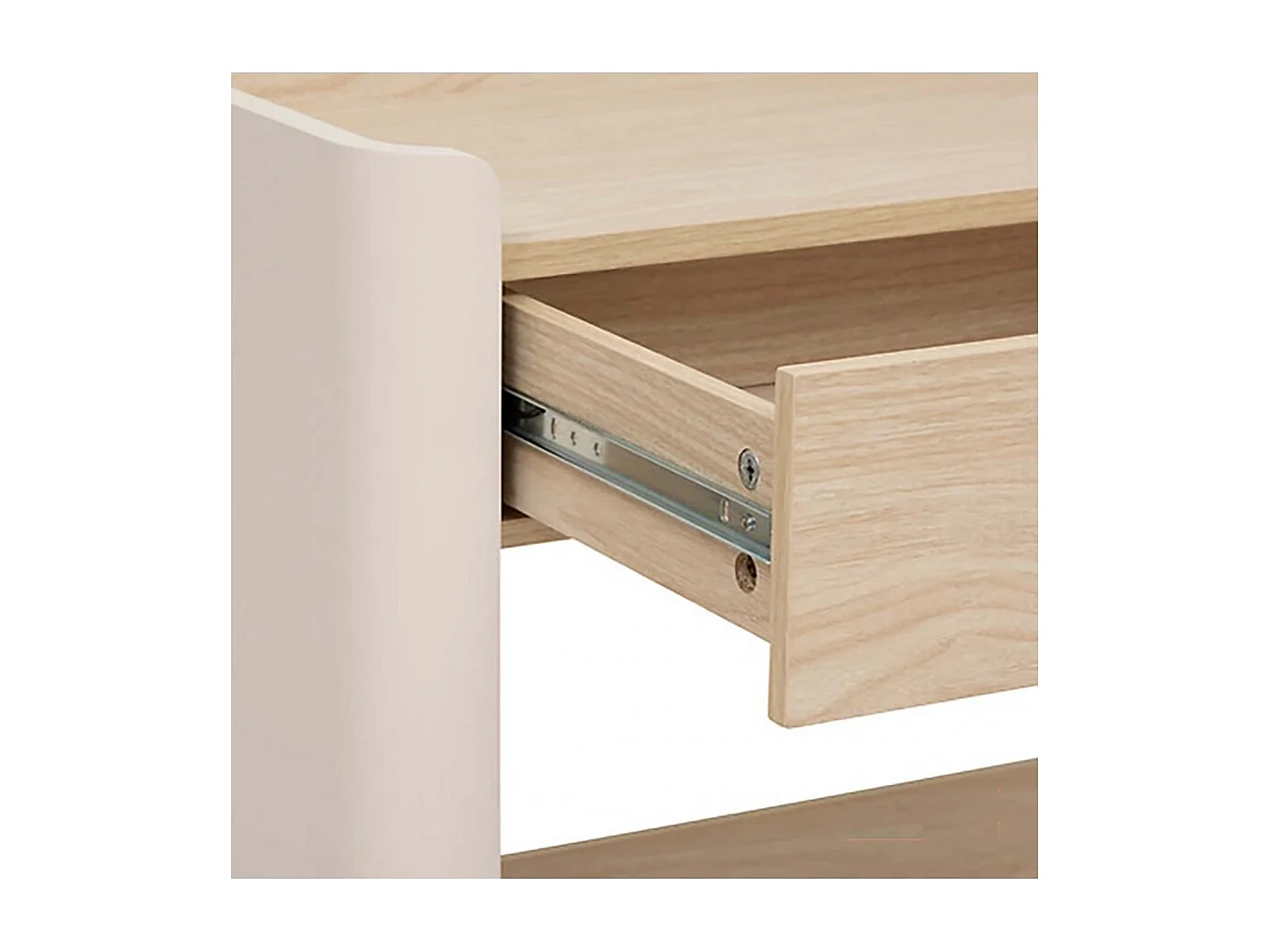 Console Table bureau avec une niche et 1 tiroir, Coloris chêne/ivoire - Longueur 100 x Profondeur 35 x Hauteur 80 cm