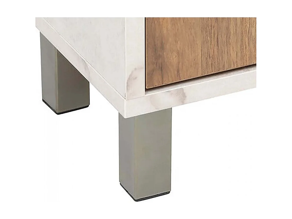 Dérouleur pour papier toilette avec rangement 1 porte, coloris marron/blanc - Longueur 18 x Profondeur 86 x Hauteur 20 cm