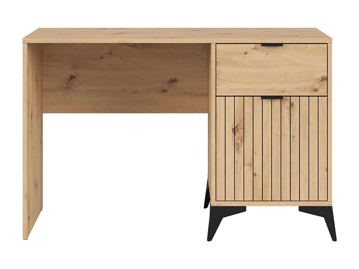 Bureau avec 1 porte et tiroir coloris Chêne artisan - Longueur 120 x Profondeur 60 x Hauteur 78 cm
