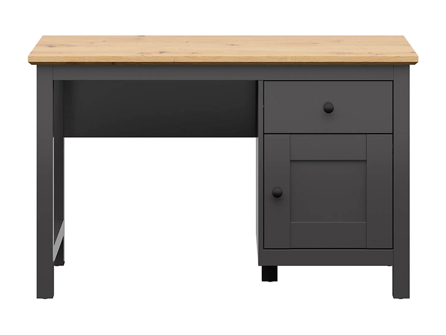 Bureau avec portes et tiroir coloris Gris graphite/Chêne artisan - Longueur 120 x Profondeur 60 x Hauteur 75 cm