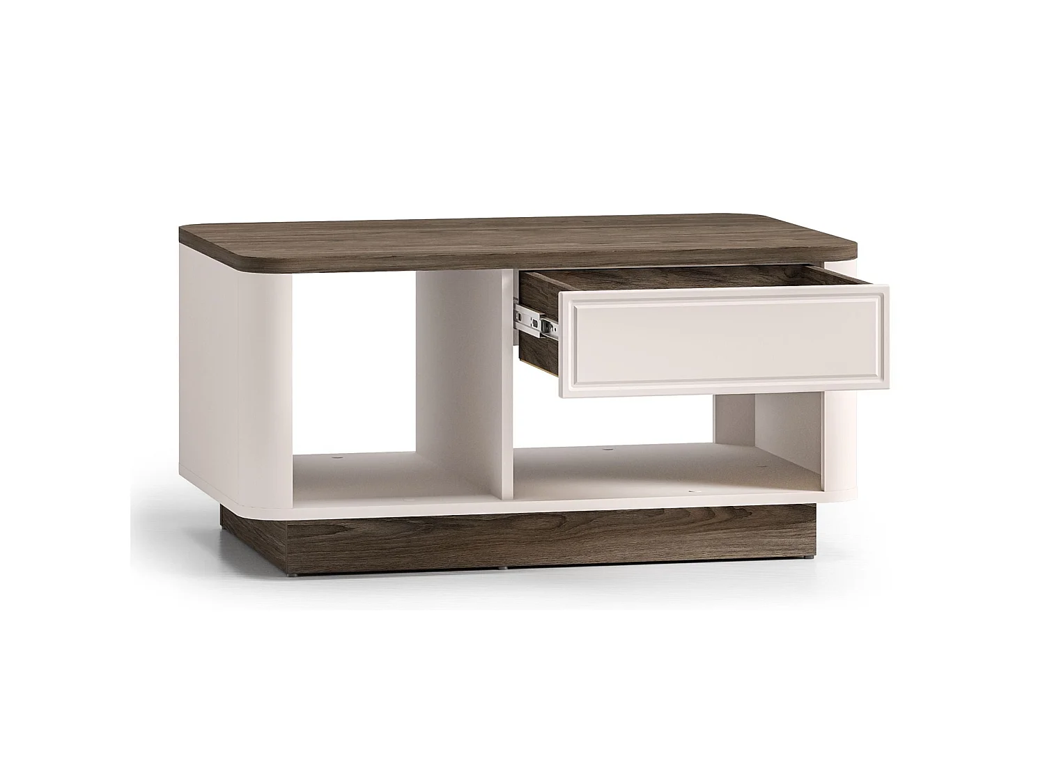 Table basse avec tiroir et niches – gris cachemire/aspect chêne foncé – 90x60 cm – VILAVIO