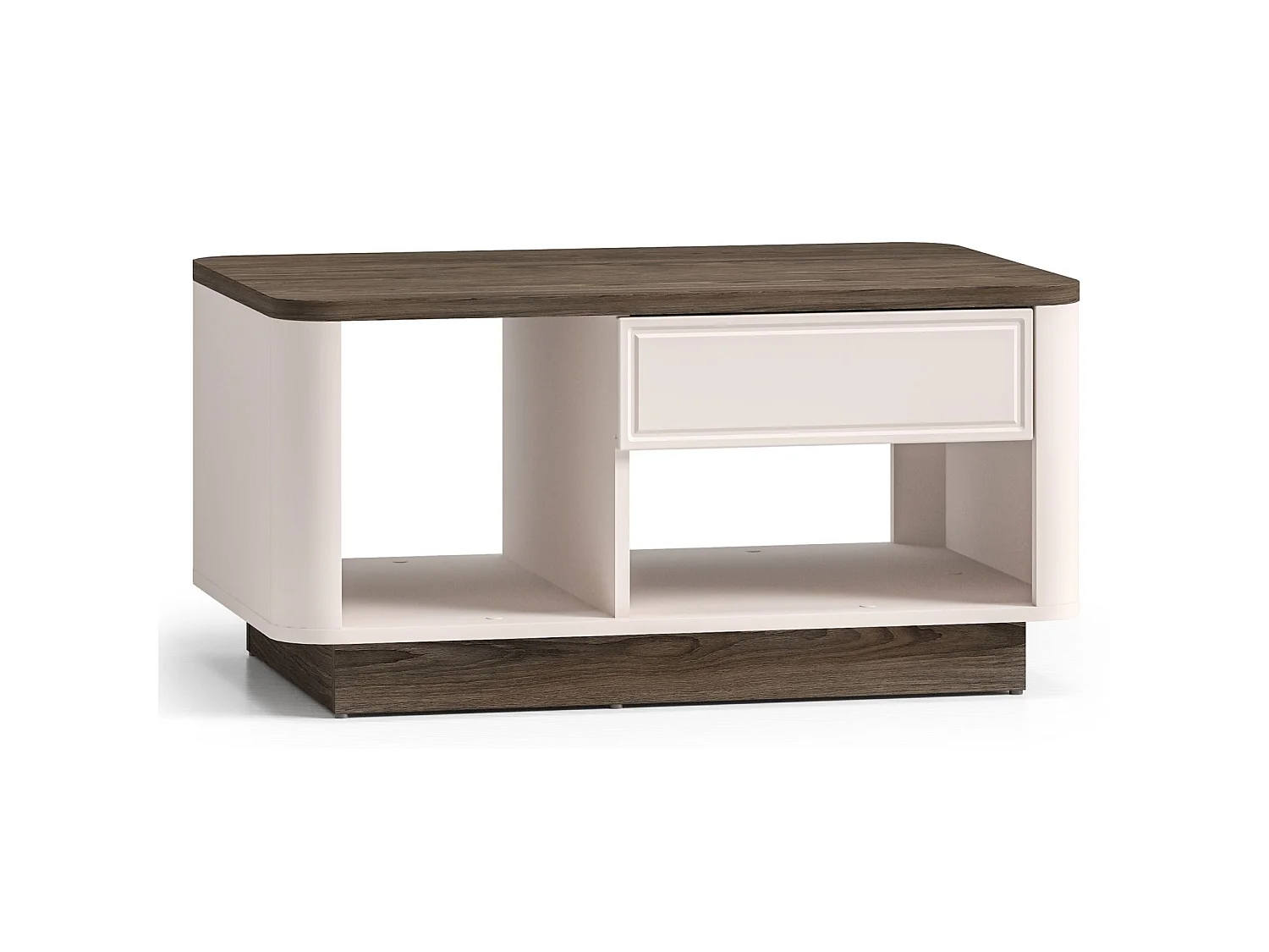 Table basse avec tiroir et niches – gris cachemire/aspect chêne foncé – 90x60 cm – VILAVIO