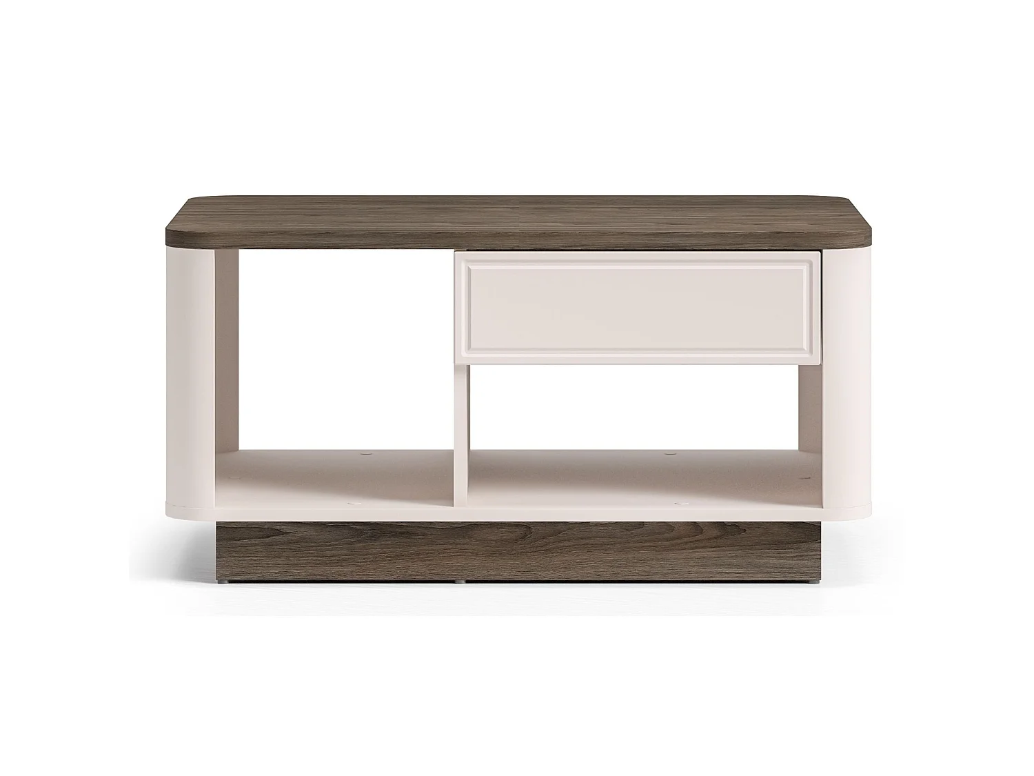 Table basse avec tiroir et niches – gris cachemire/aspect chêne foncé – 90x60 cm – VILAVIO