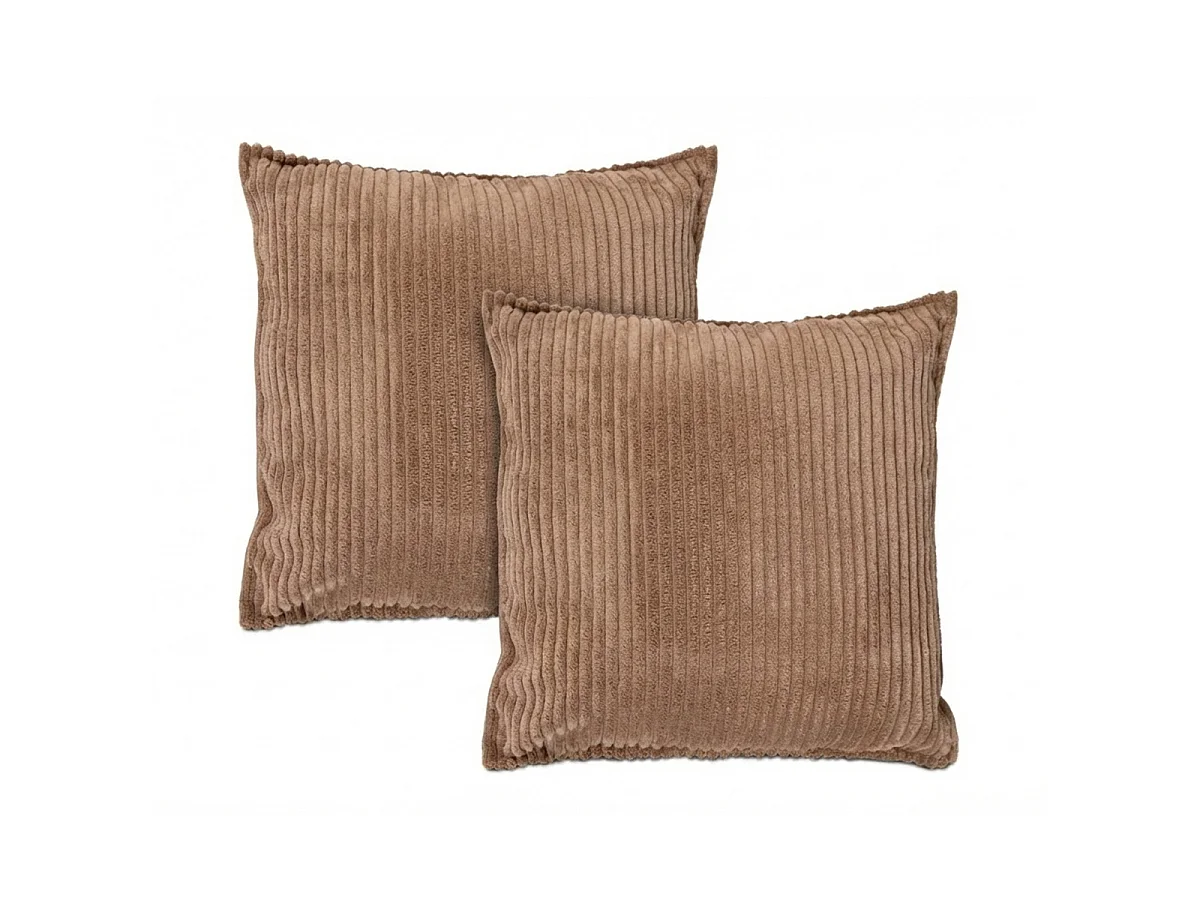 Lot de 2 coussins velours côtelé MALO 40x40cm - Marron