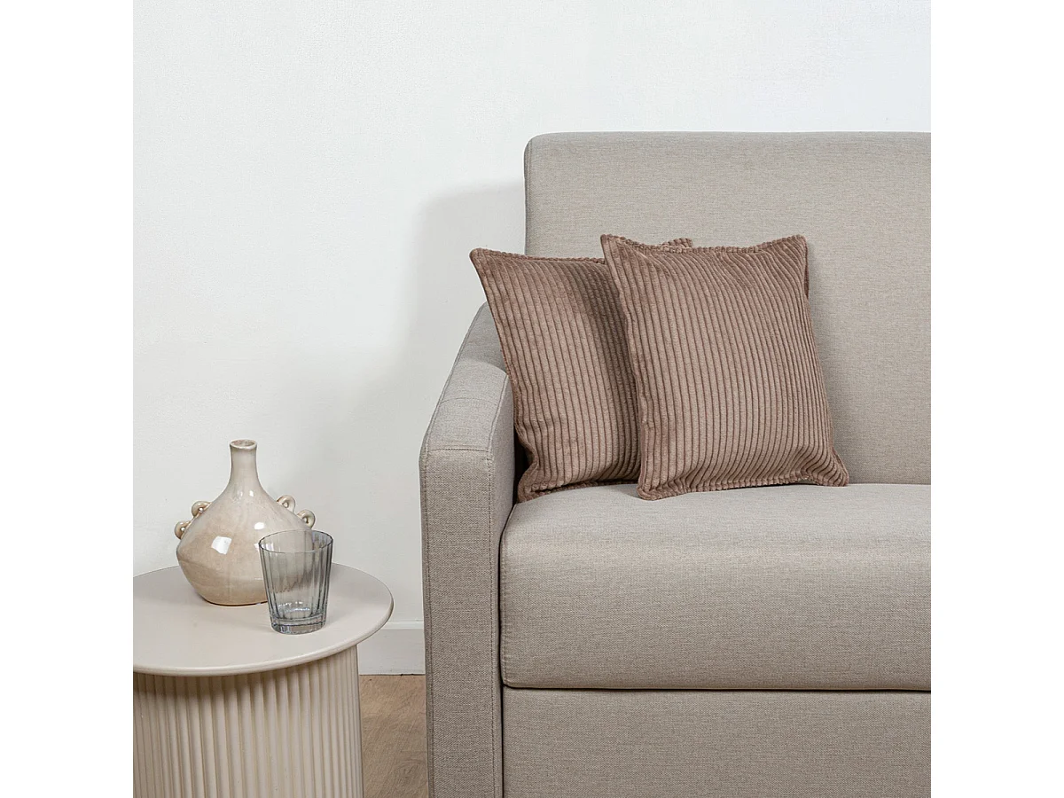 Lot de 2 coussins velours côtelé MALO 40x40cm - Marron