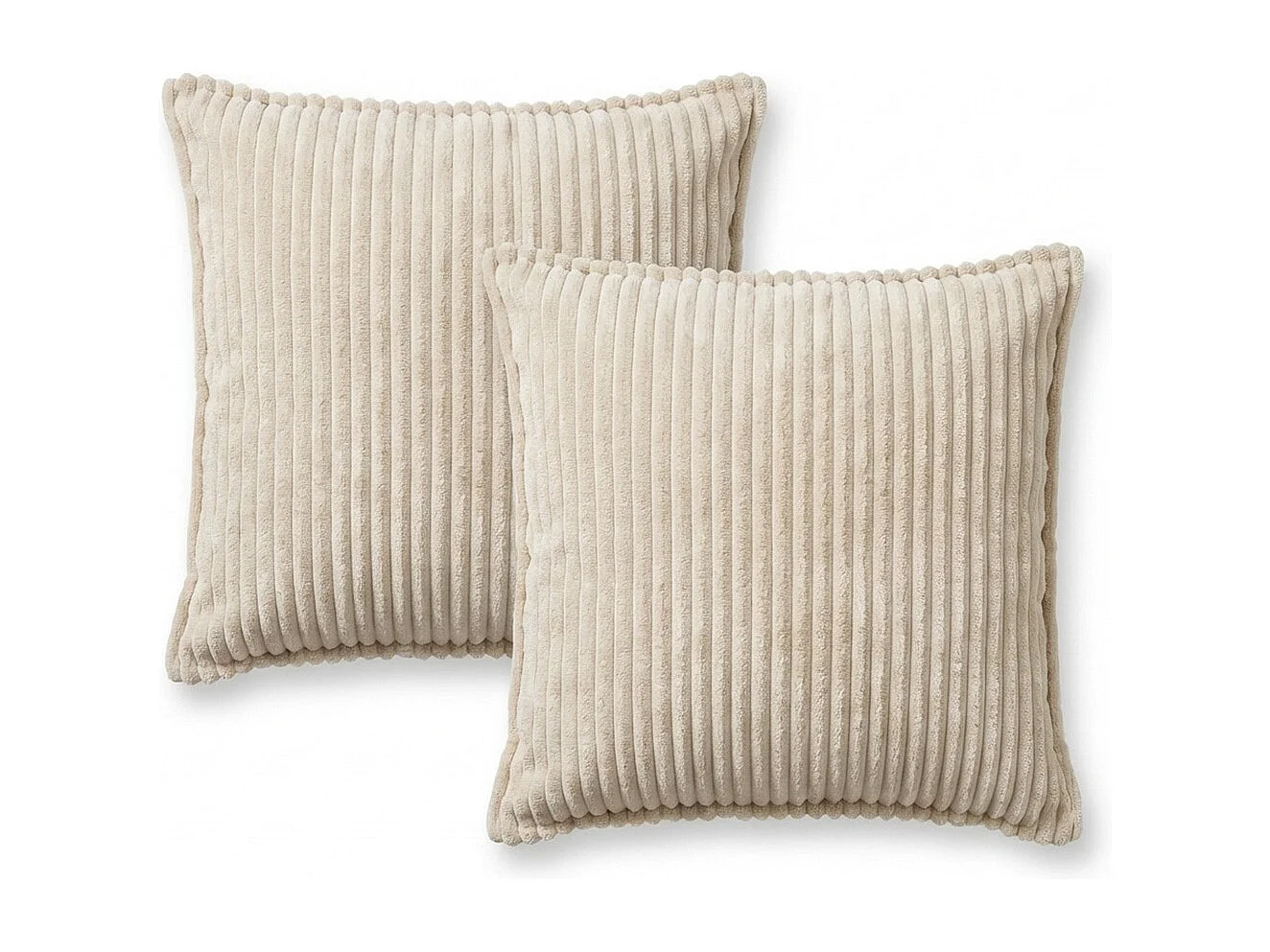 MATELAS POUR TOUS | Lot de 2 coussins velours côtelé MALO 40x40cm | Beige