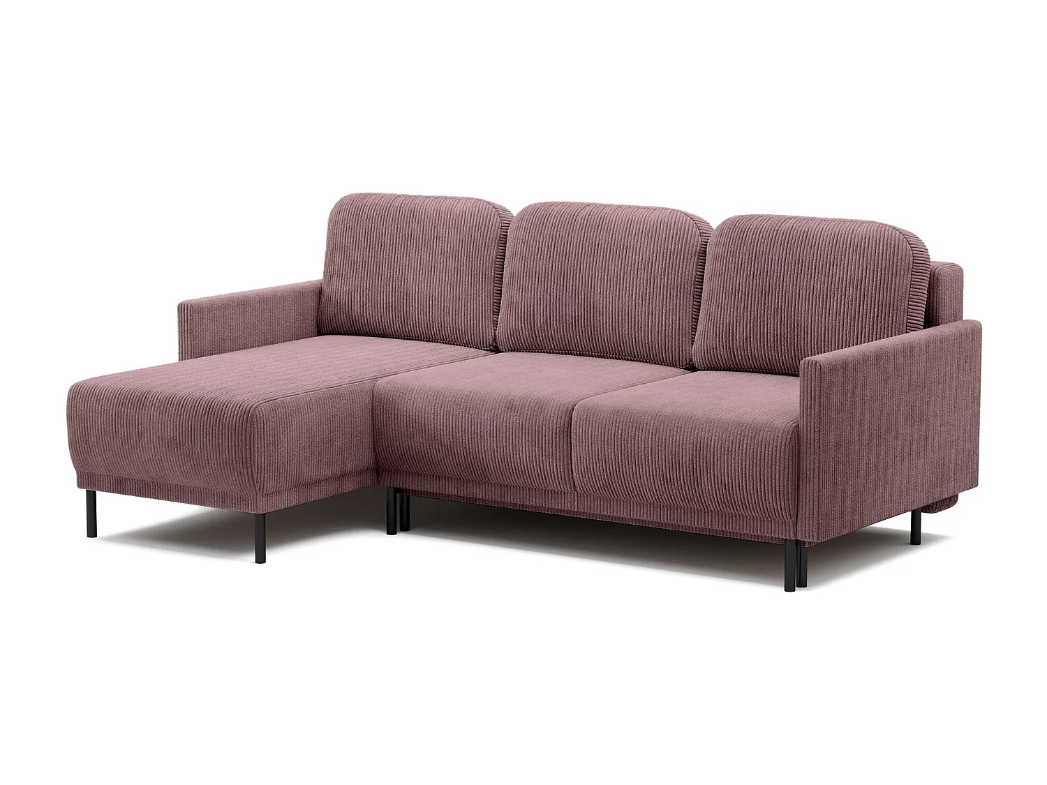 Canapé d'angle convertible avec coffre – Velours côtelé – Universel – Violet – HAMIEL