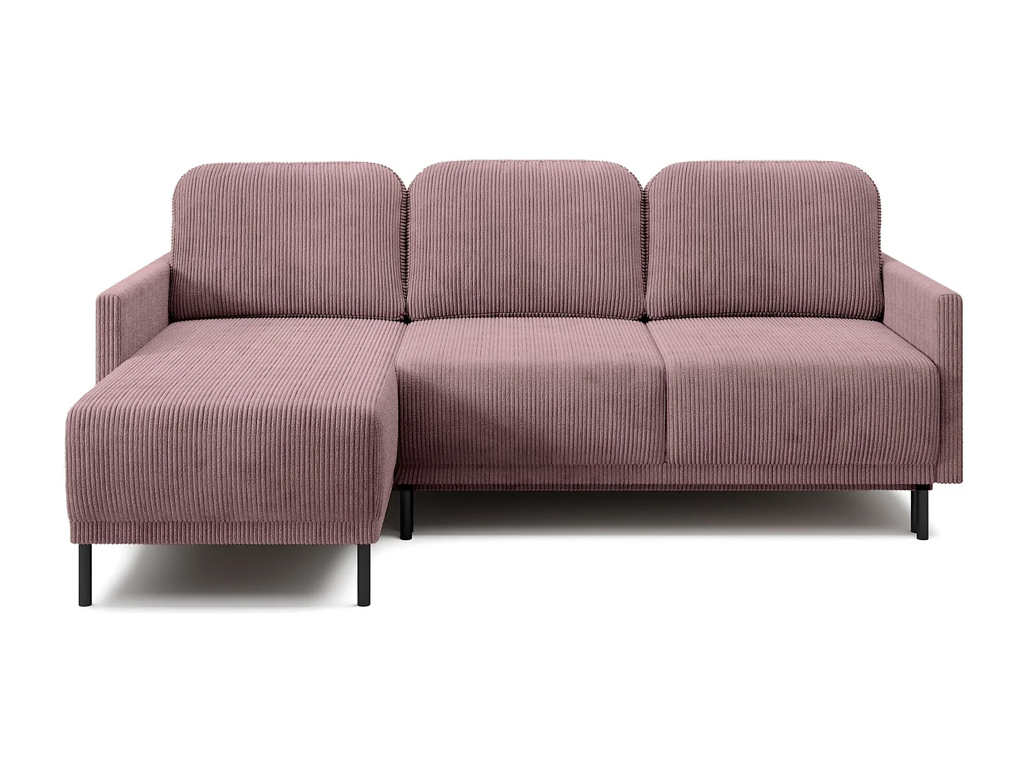 Canapé d'angle convertible avec coffre – Velours côtelé – Universel – Violet – HAMIEL