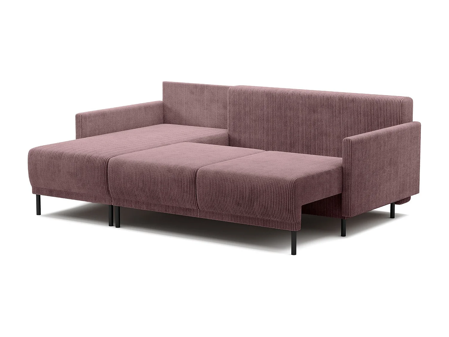 Canapé d'angle convertible avec coffre – Velours côtelé – Universel – Violet – HAMIEL