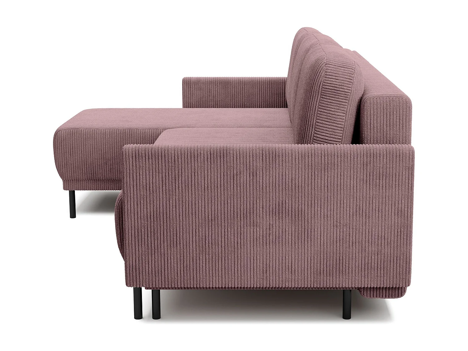 Canapé d'angle convertible avec coffre – Velours côtelé – Universel – Violet – HAMIEL