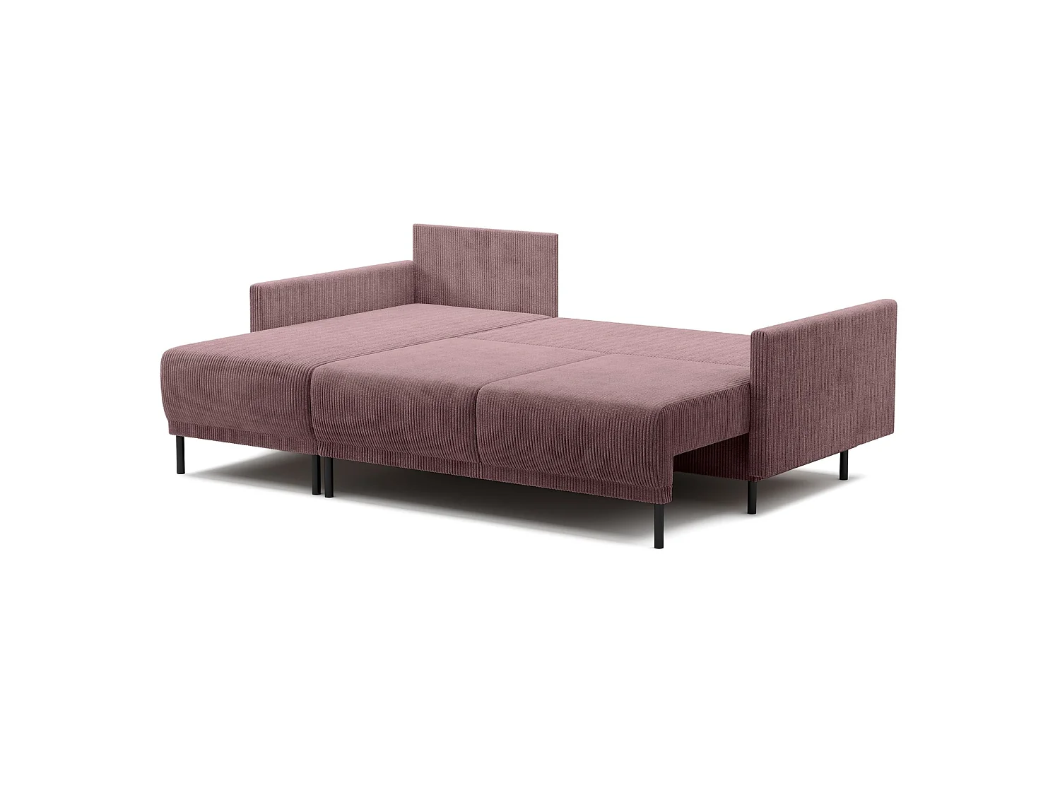 Hoekbank met slaapfunctie & opbergruimte – Corduroy – Universeel – Paars – HAMIEL