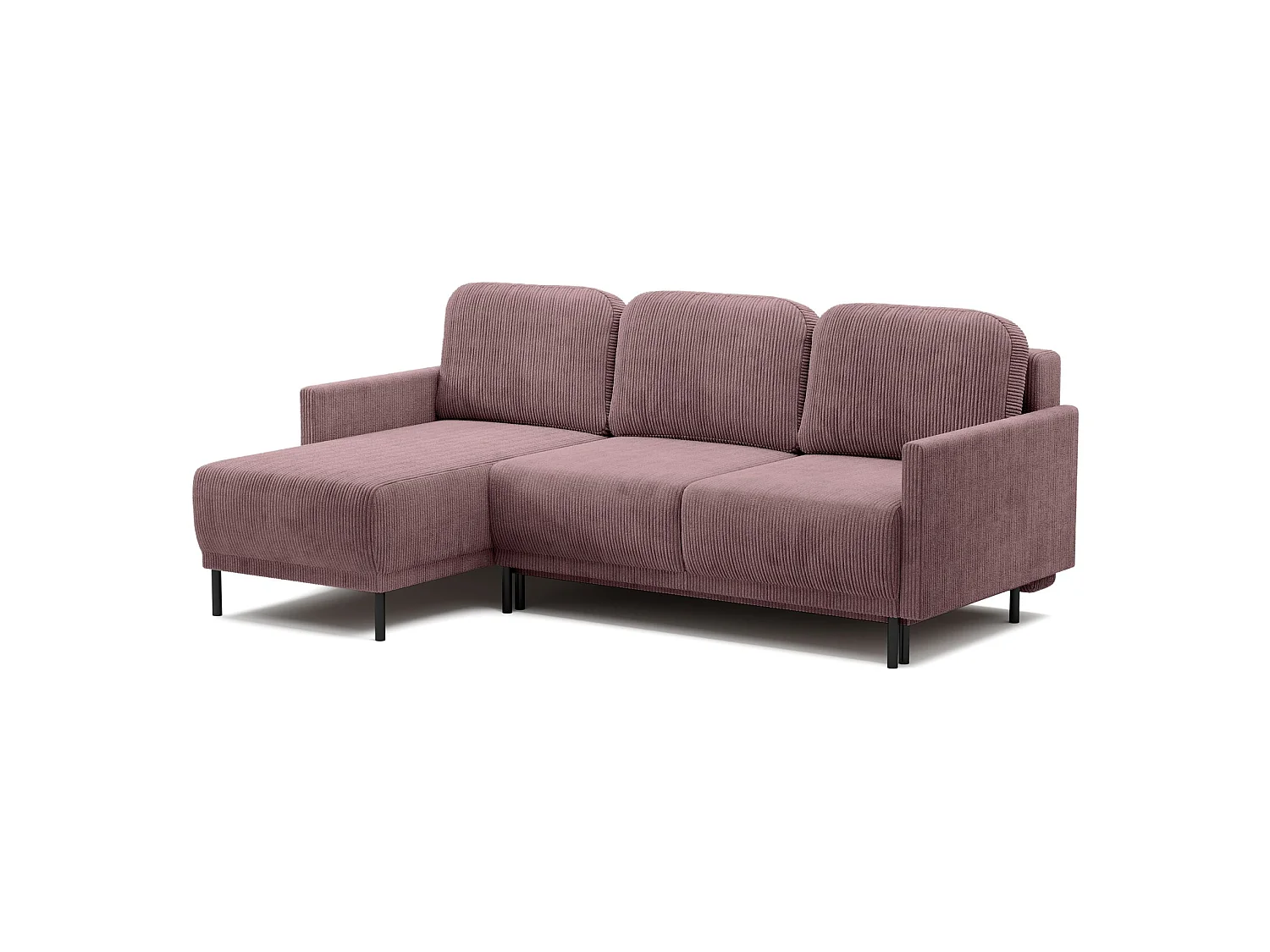 Hoekbank met slaapfunctie & opbergruimte – Corduroy – Universeel – Paars – HAMIEL
